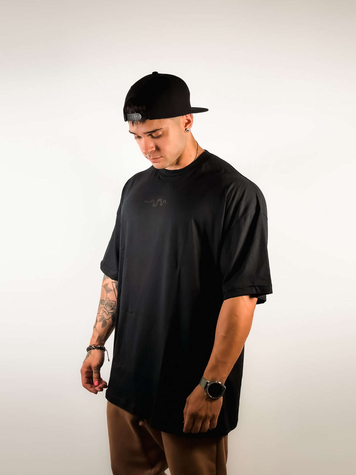 Remera Oversized - Snake - Full Black